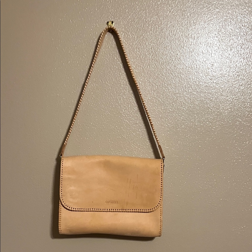 Consuela Tan Leather Clutch